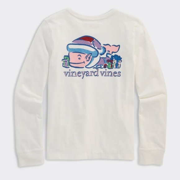 🔥🔥🆕🐳VINEYARD VINES GIRLS WATERCOLOR ELF WHALE LONG-SLEEVE TEE - Picture 4 of 4
